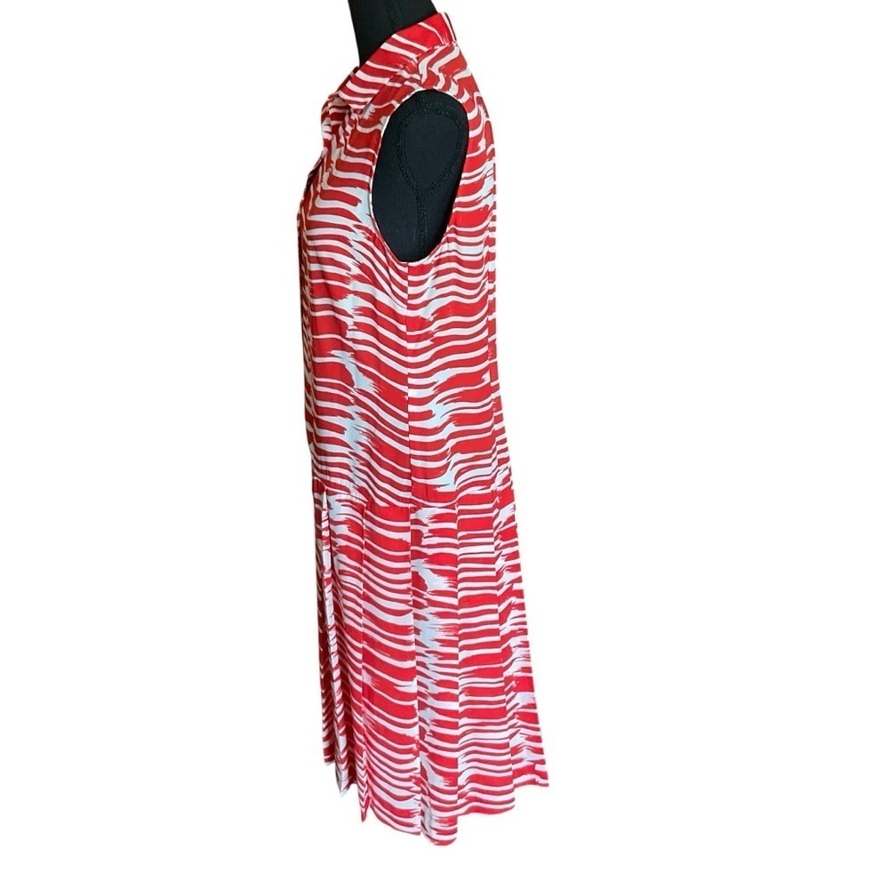Cabi Red White Brushstroke Sleeveless Button Front Midi Dress Size M - Picture 5 of 11
